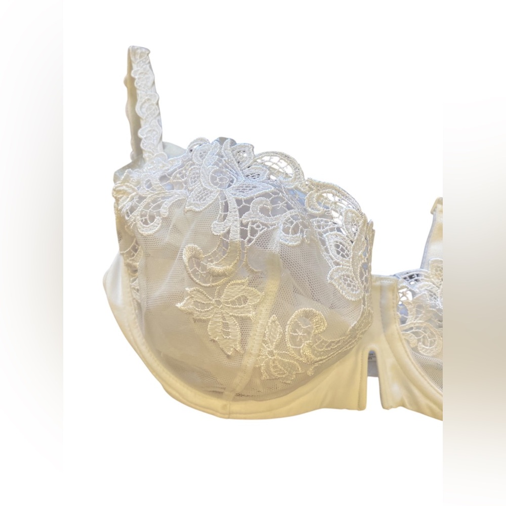 Simone Perele White Lace Sheer Mesh Underwire Demi Bra 34D - Picture 6 of 8